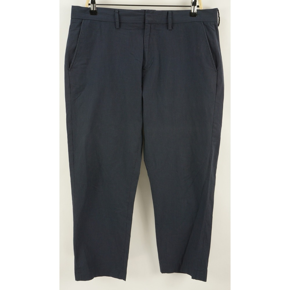 J. Crew Slim Bedford Men's 34 x 30 Navy Blue Pinstriped Woven Cotton Chino Pants